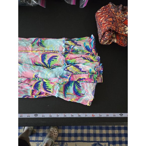 Stella Parker Multicolor Palm Tree Sleeveless Mini Dress Size Medium Beach Boho - Picture 7 of 8